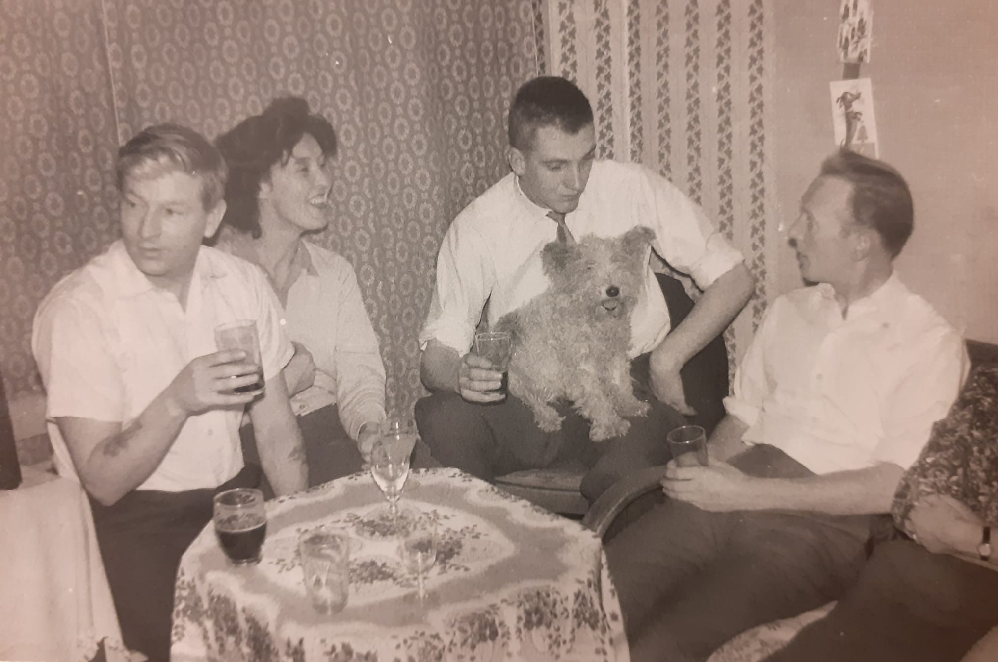 Having a good time, perhaps after the wedding.