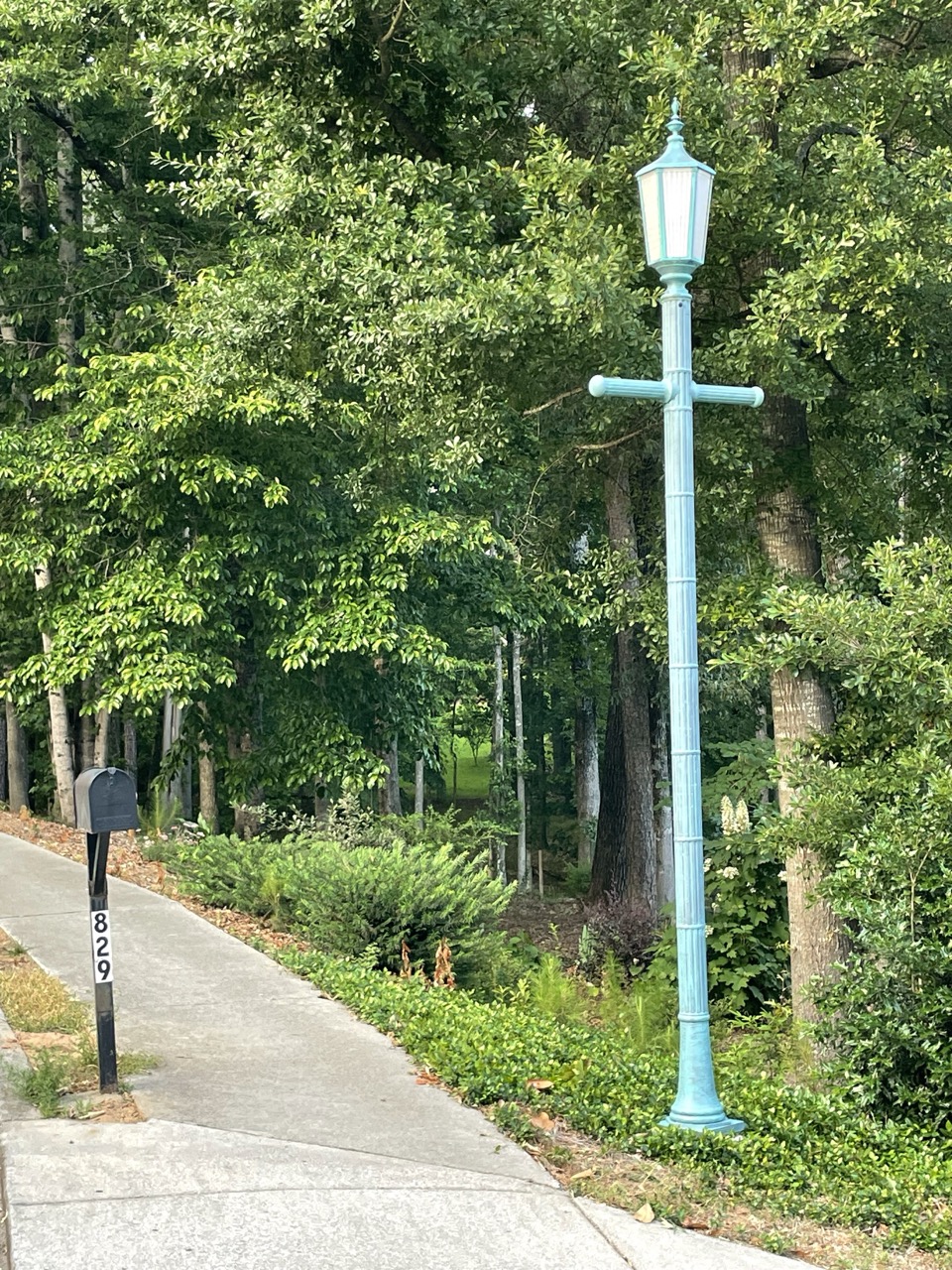 Full lamp post on the sidewalk during the day